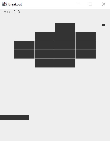 A screenshot of the paddle moved left within the bounds of the screen