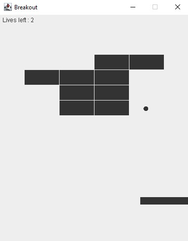 A screenshot of the paddle moved right within the bounds of the screen