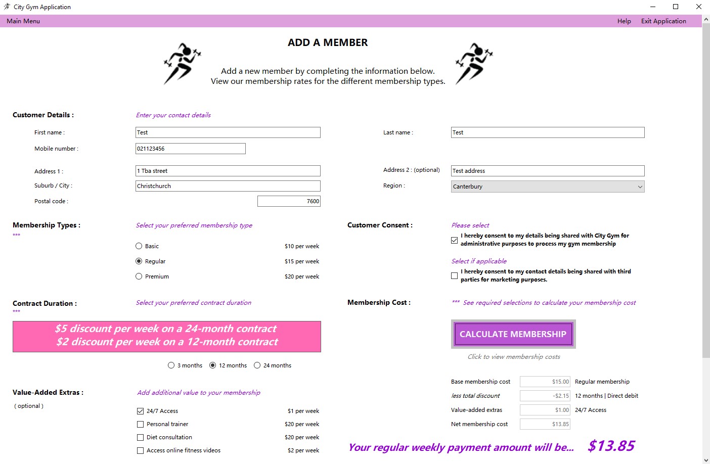 The top of the add a member screen