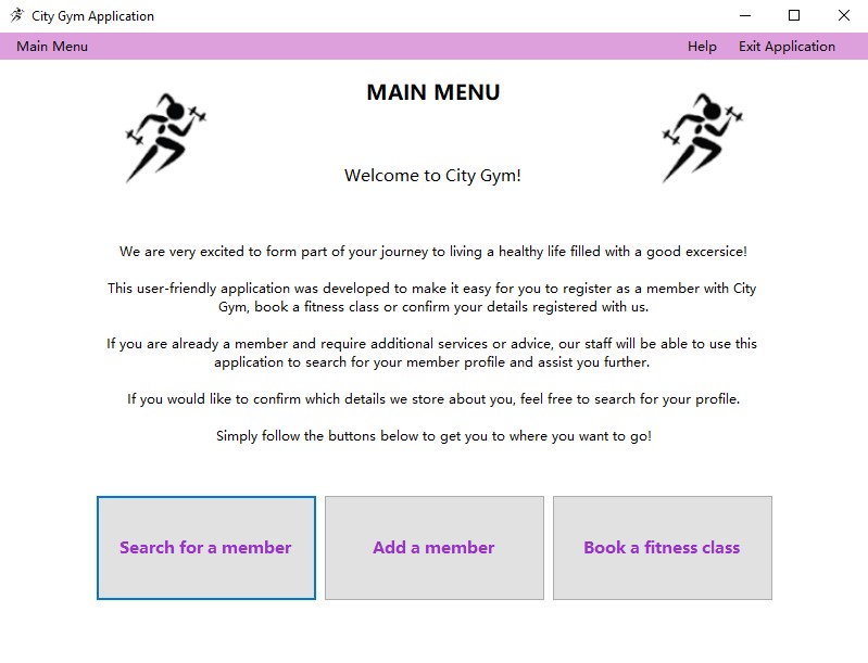 The main menu screen