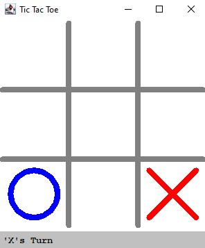 A screenshot of the game after Noughts took a turn